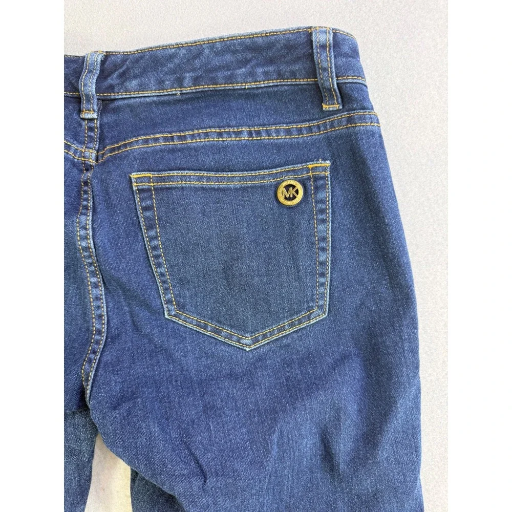 MICHAEL KORS Skinny Fit Jeans Zipper Accents Mid Rise Blue Denim Size 6